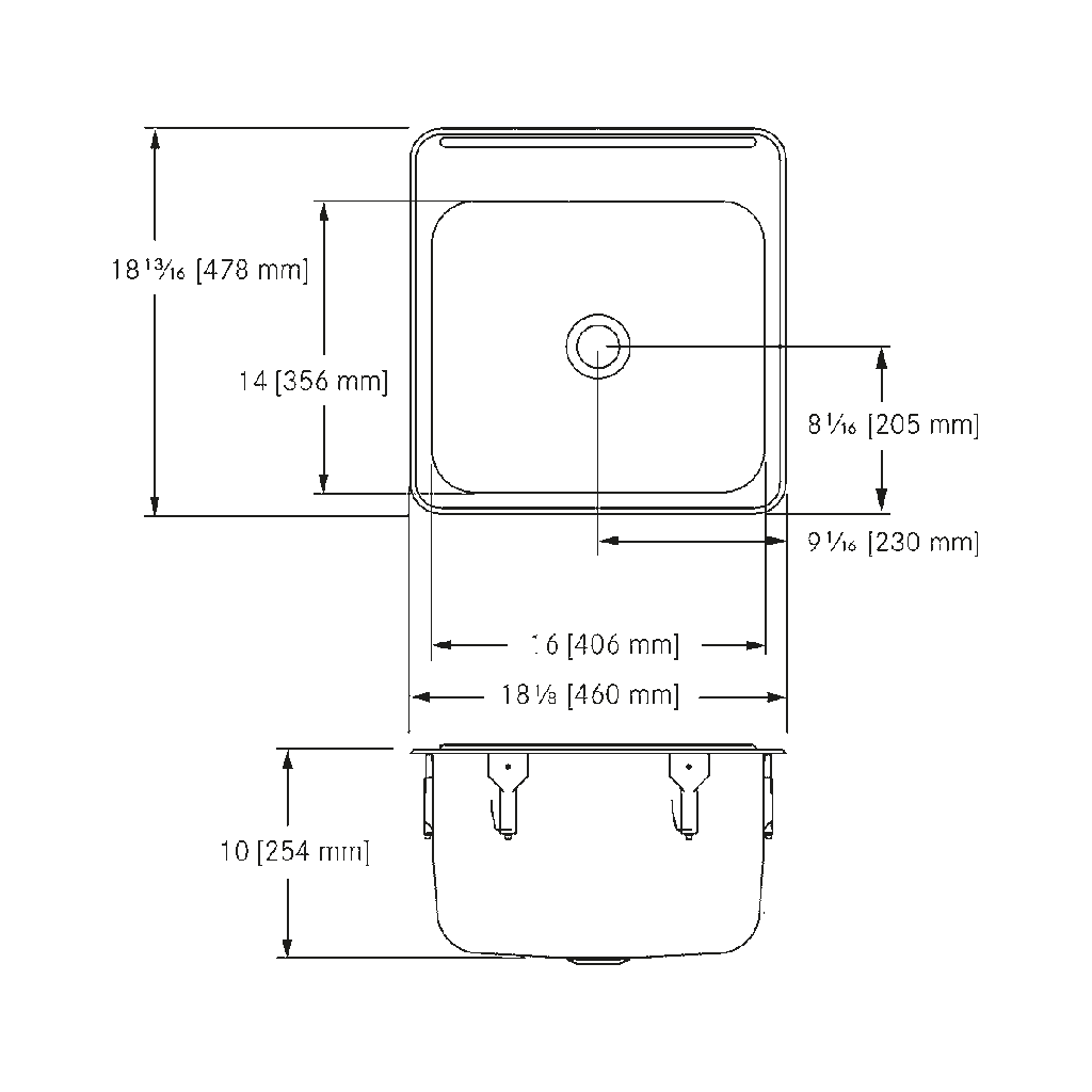 Franke LBS4610-316P-1-1 Single Topmount Sink With Ledge 18Ga T316 1 Hole