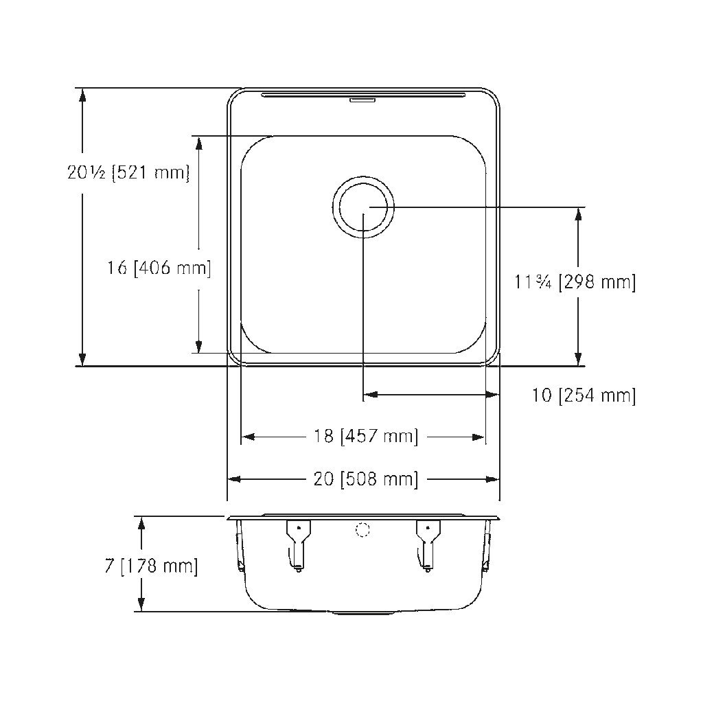 Franke LBS6807-2 Single With Ledge 20 Gauge