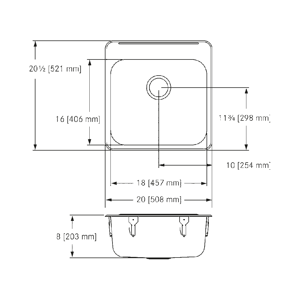 Franke LBS6808P-1-1 Single With Ledge 18 Gauge