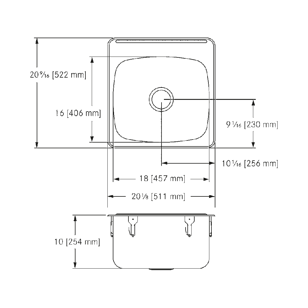 Franke LBS6810-316P-1 Single Topmount Sink With Ledge 18Ga T316