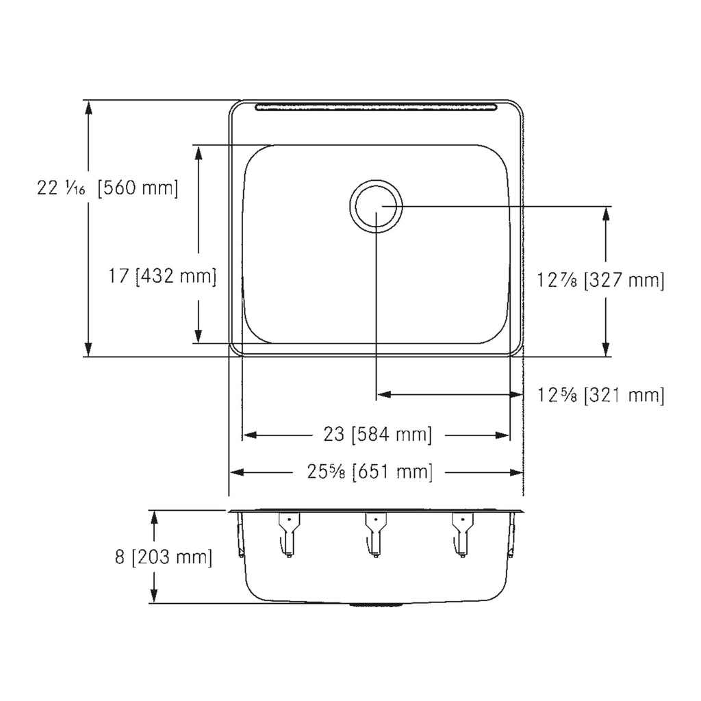 Franke LBS7308-1-3 Single With Ledge 20 Gauge