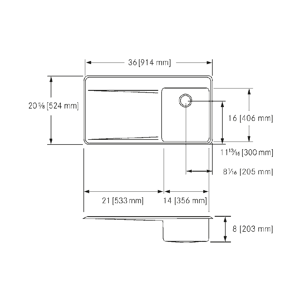 Franke LBSDBL6408P-1 18 Gauge Drainboard Sink Single