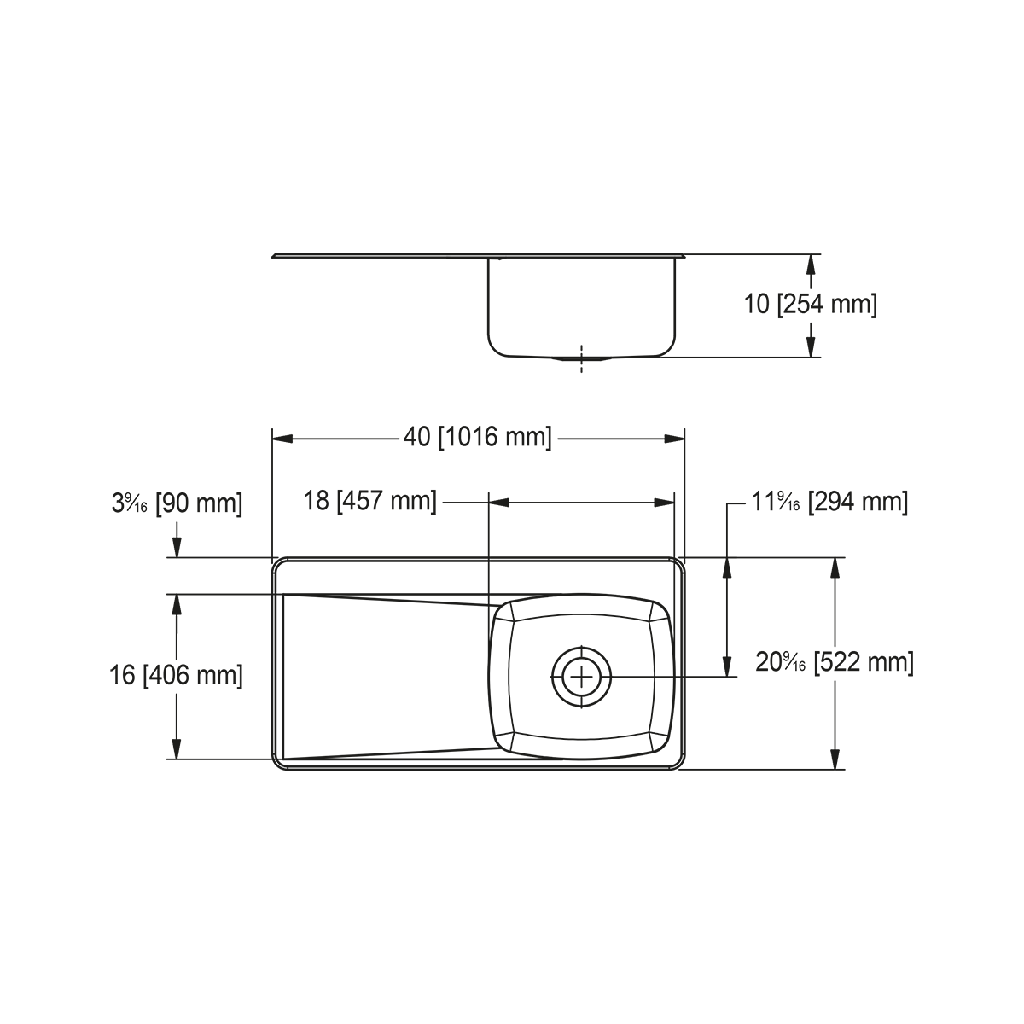 Franke LBSDBL6810-316P-1 Topmount Single Sink Drainboard Left 18Ga T316