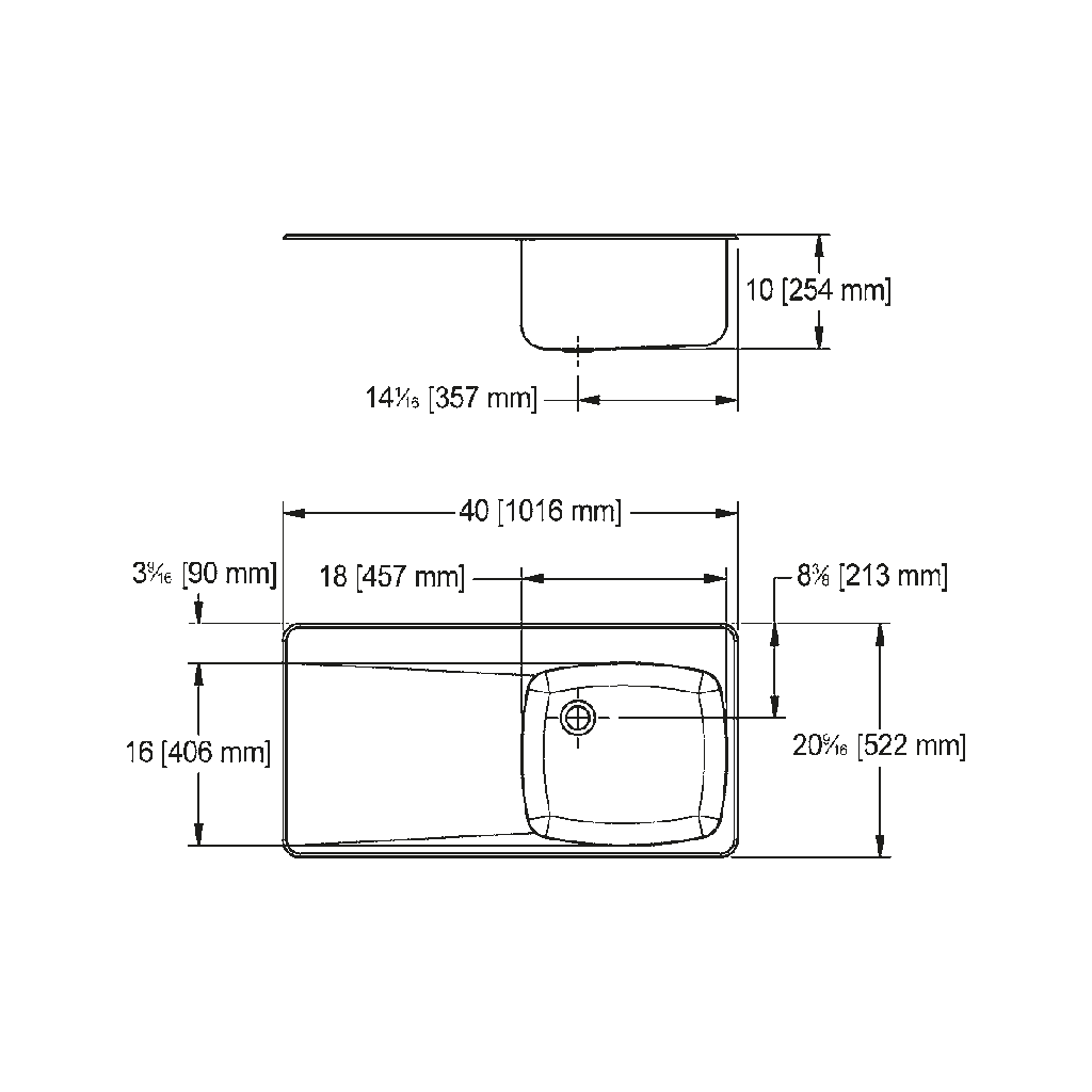 Franke LBSDBL6810P-1 18 Gauge Drainboard Sink Single
