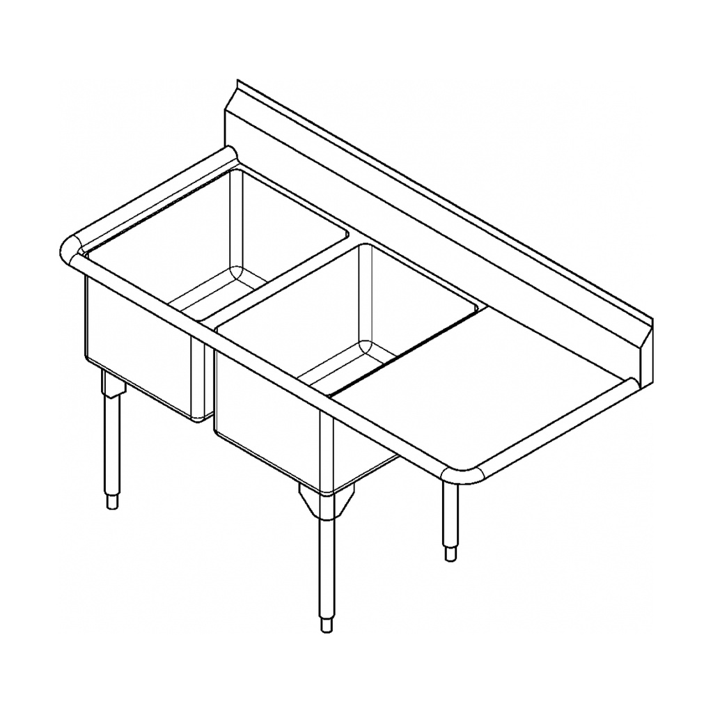 Franke RDL2436L-1 Restaurant Series 16 Gauge Double Compartment