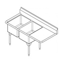 Franke RDL2448L-1-2 Restaurant Series 16 Gauge Double Compartment