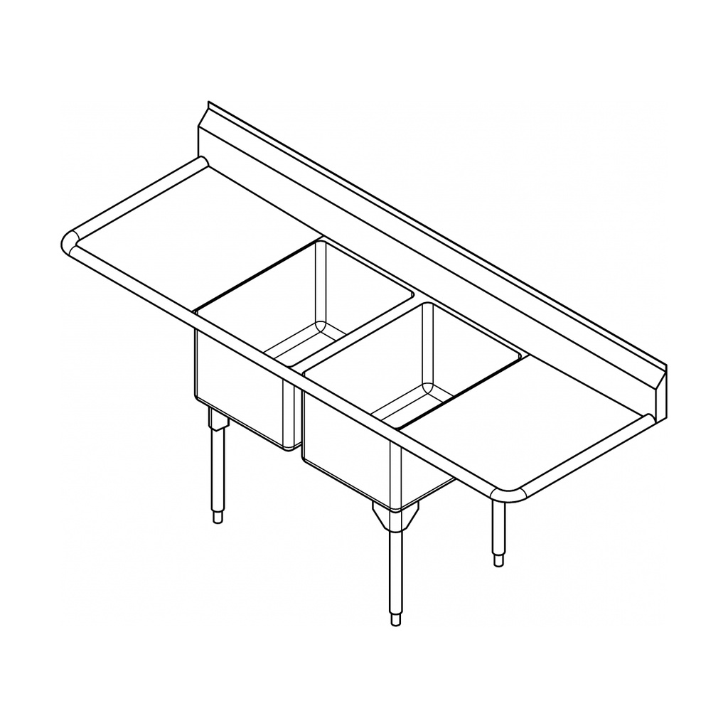 Franke RDL2448LR-1 Restaurant Series 16 Gauge Double Compartment