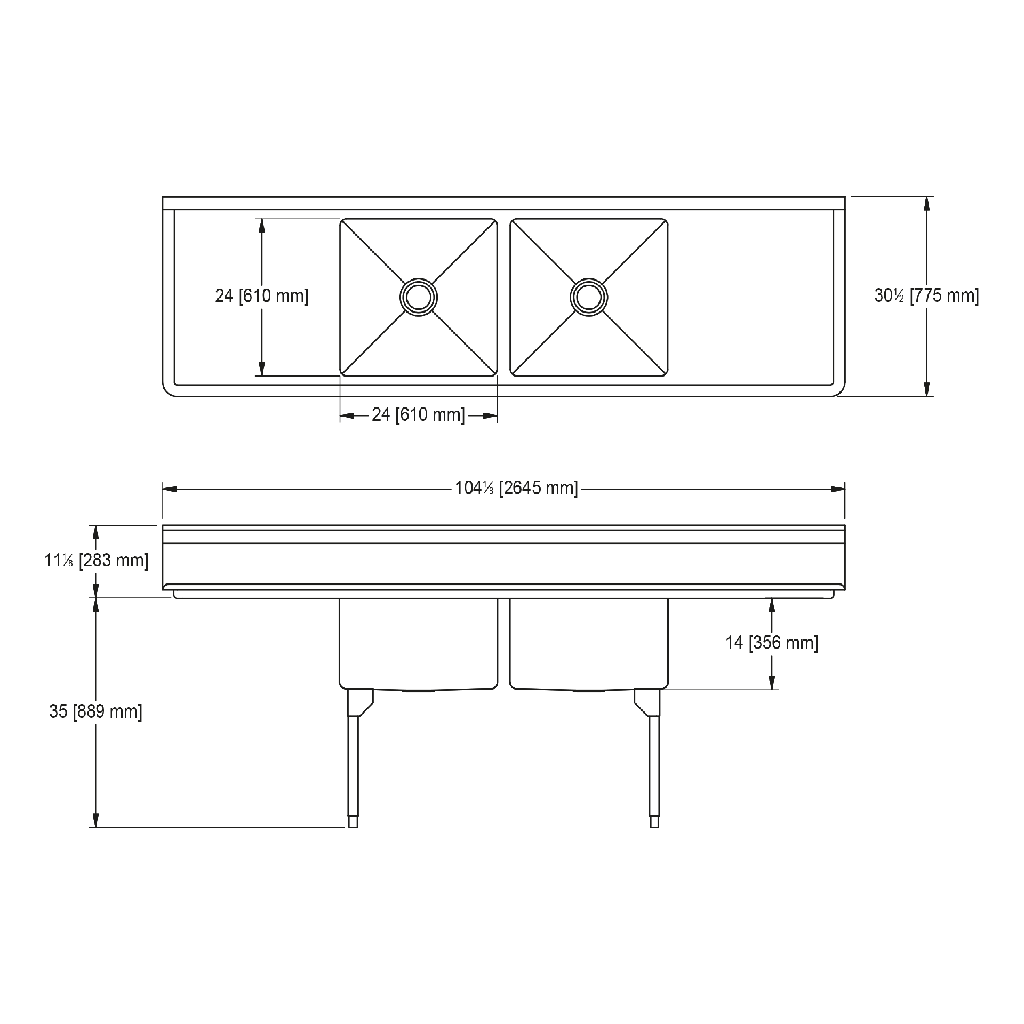 Franke RDL2448LR-1 Restaurant Series 16 Gauge Double Compartment