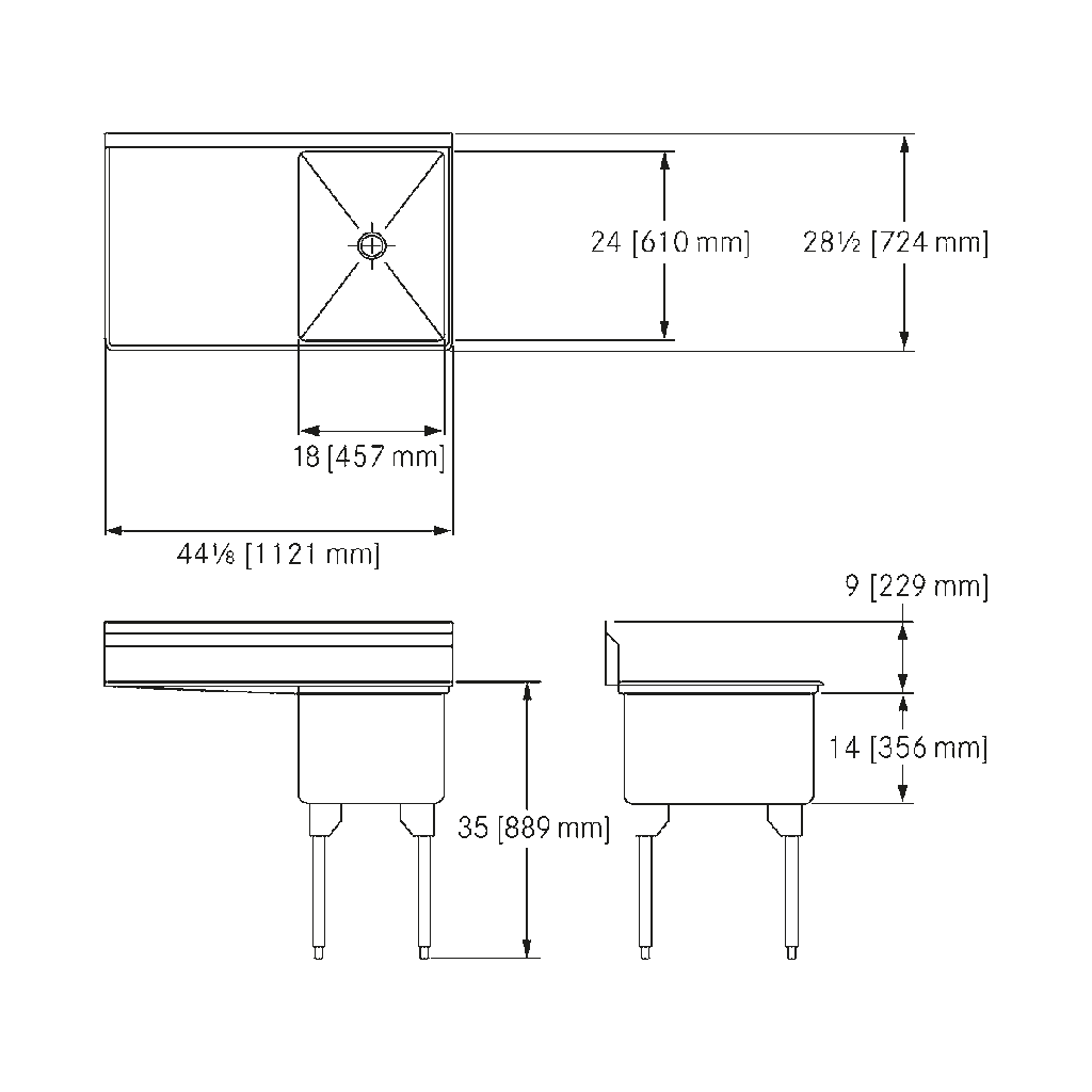 Franke RSL2418L-1 Restaurant Series 16 Gauge Single Compartment