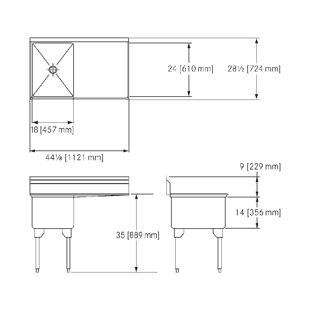 Franke RSL2418R-1-2 Restaurant Series 16 Gauge Single Compartment