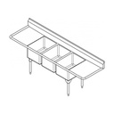 Franke RTL2454LR-1-2 Restaurant Series 16 Gauge Triple Compartment