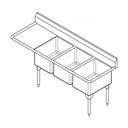 Franke RTL2454R-1 Restaurant Series 16 Gauge Triple Compartment