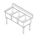Franke RTL2472-1-2 Restaurant Series 16 Gauge Triple Compartment
