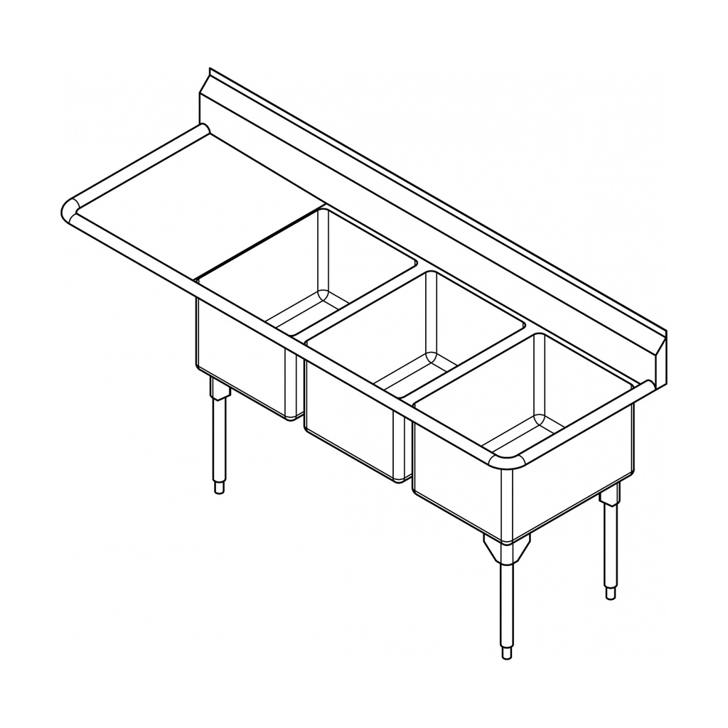 Franke RTL2472R-1 Restaurant Series 16 Gauge Triple Compartment