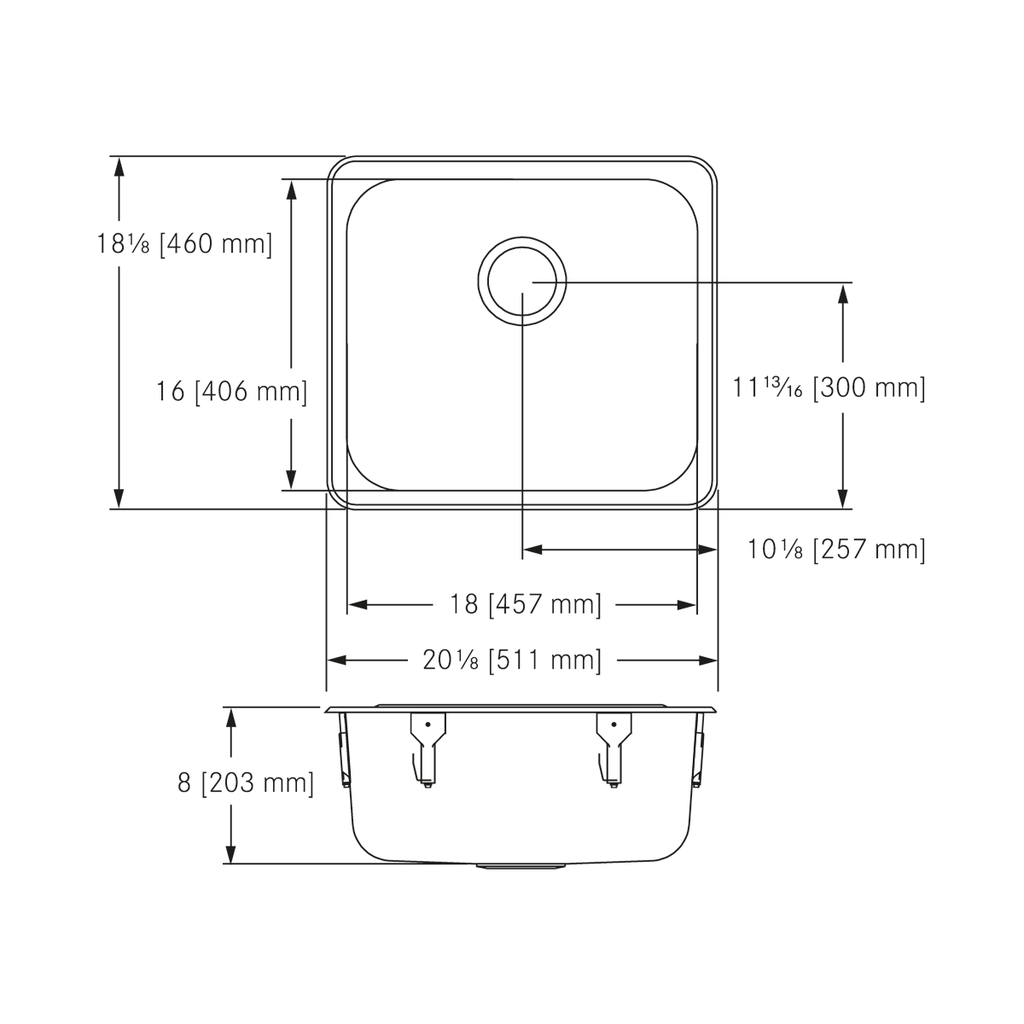 Franke S6808-1 Single No Ledge 20 Gauge
