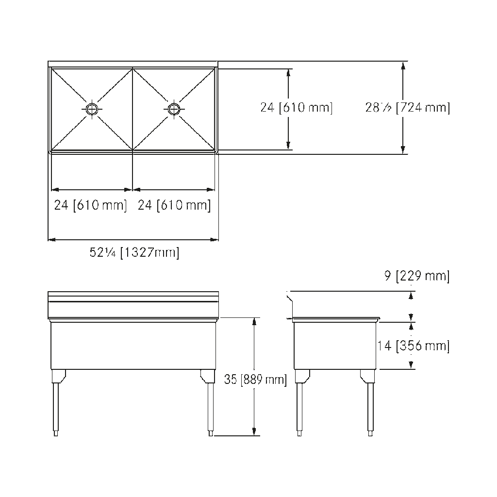 Franke SDL2448-1 Service Series 14 Gauge Double Compartment