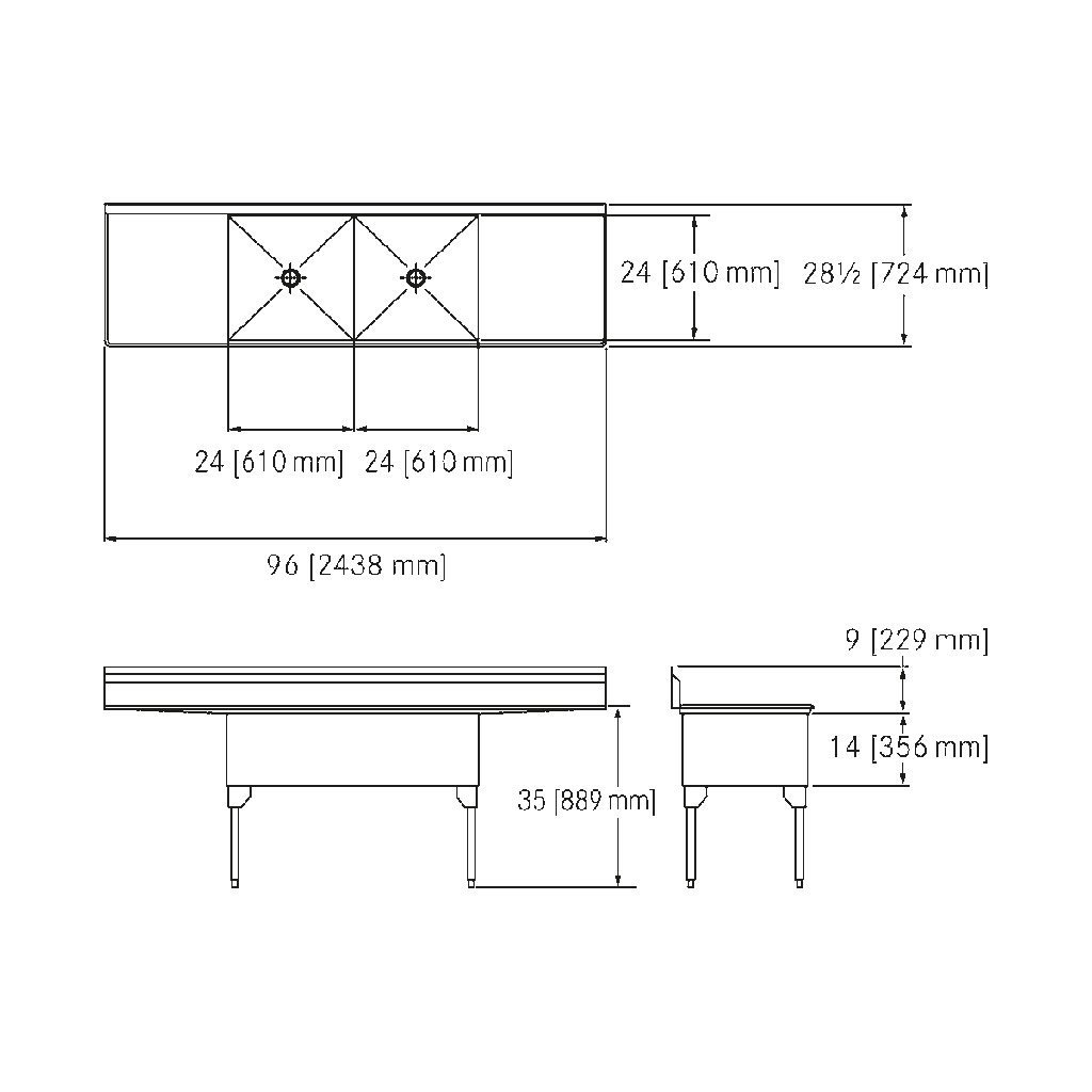 Franke SDL2448LR-1-2 Service Series 14 Gauge Double Compartment