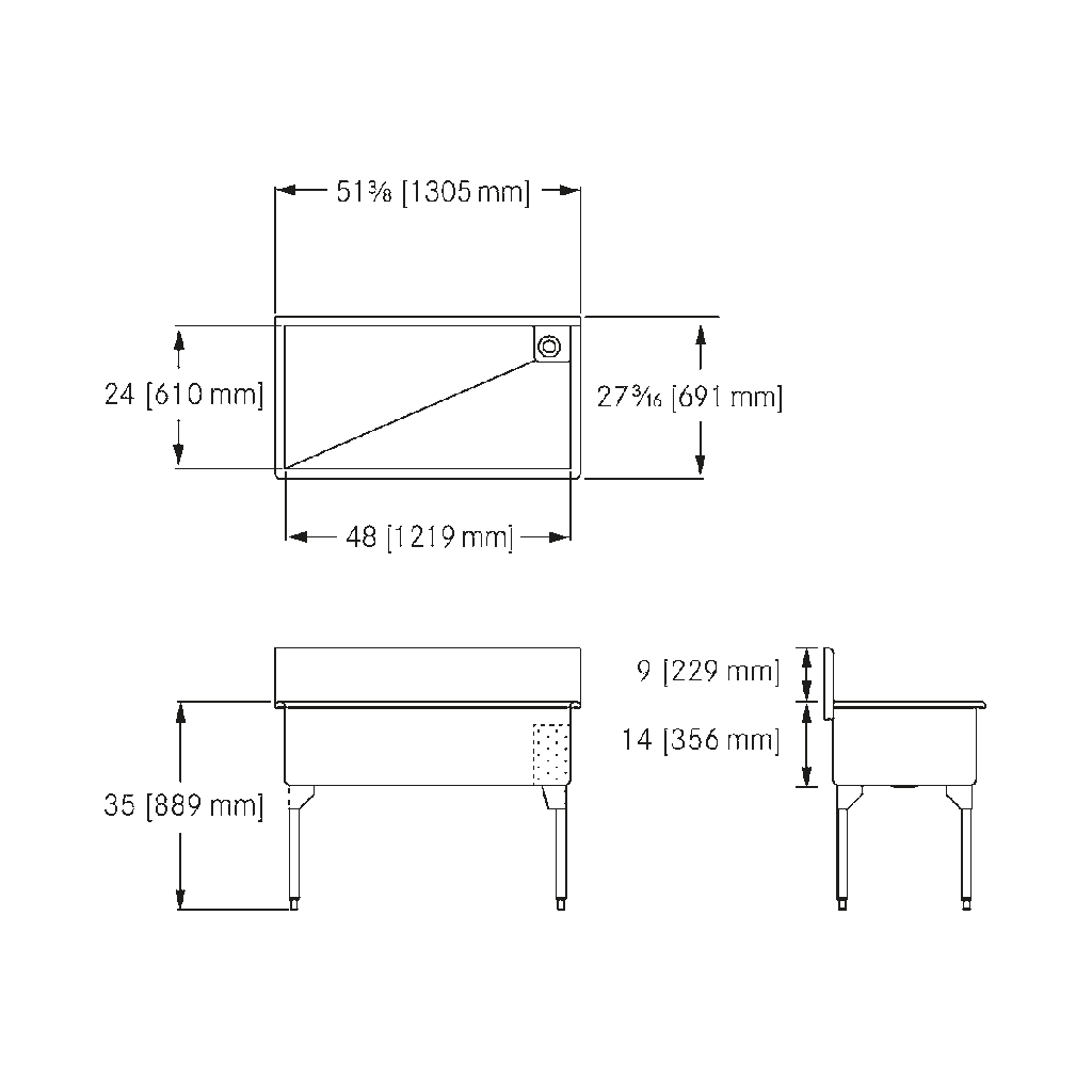 Franke SL2448-316-5 Scullery 16 Ga Single 1.5 In Waste T316