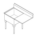 Franke SSL2424L-1-2 Service Series 14 Gauge Single Compartment
