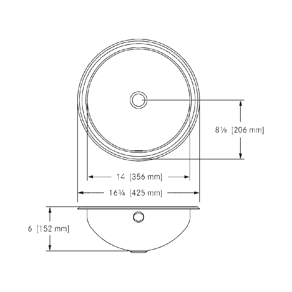 Franke OV17-6 Vanity No Ledge 18 Gauge Overflow