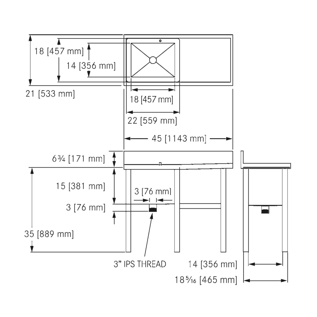 Franke SSS1827SDSR Sewage Sampling Right Drainboard