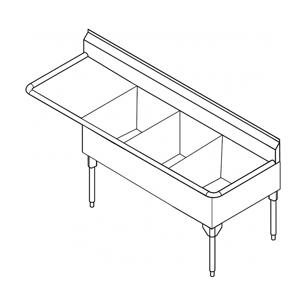 Franke STL2454R-1 Service Series 14 Gauge Triple Compartment