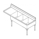 Franke STL2454R-1 Service Series 14 Gauge Triple Compartment