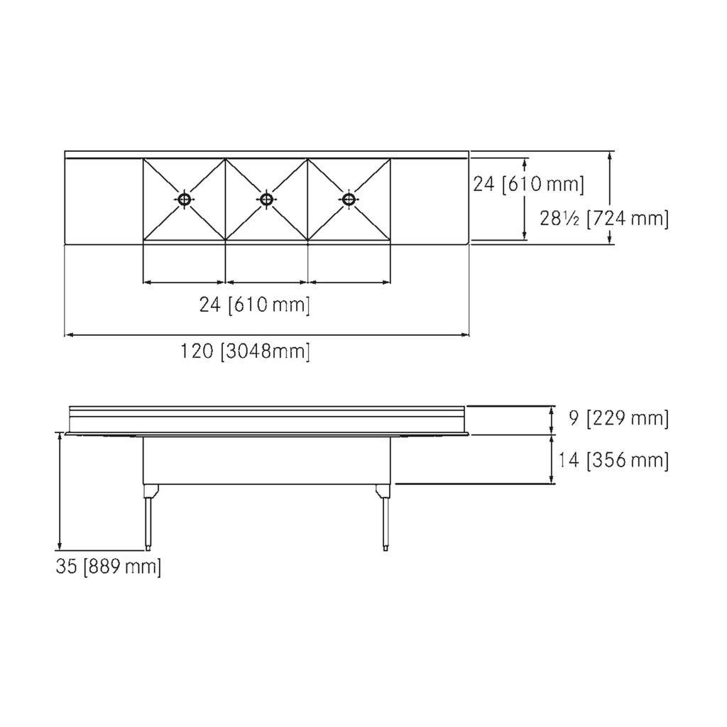 Franke STL2472LR-1 Service Series 14 Gauge Triple Compartment