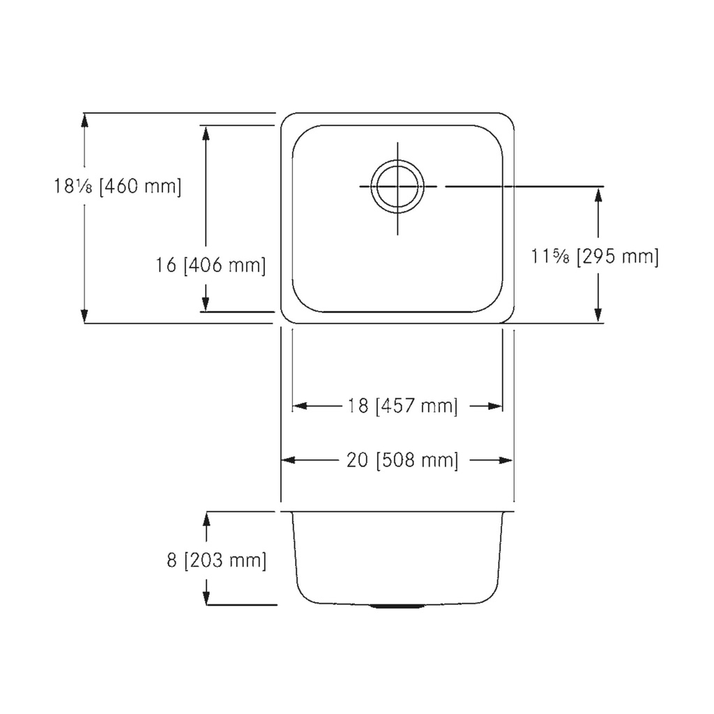 Franke UCS6808P-1 Single Undermount Sink 18 Gauge
