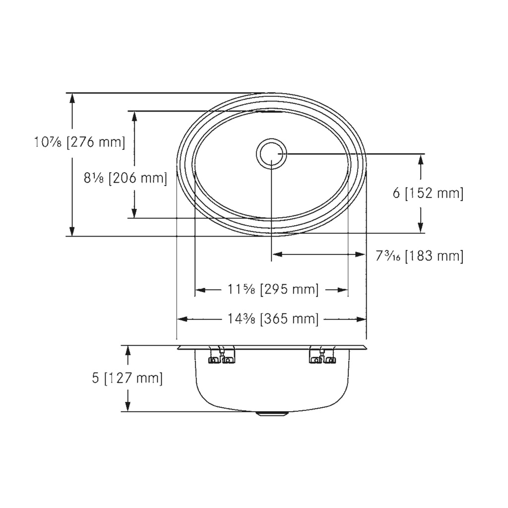 Franke V1114-5D Vanity No Ledge 18 Gauge No Overflow