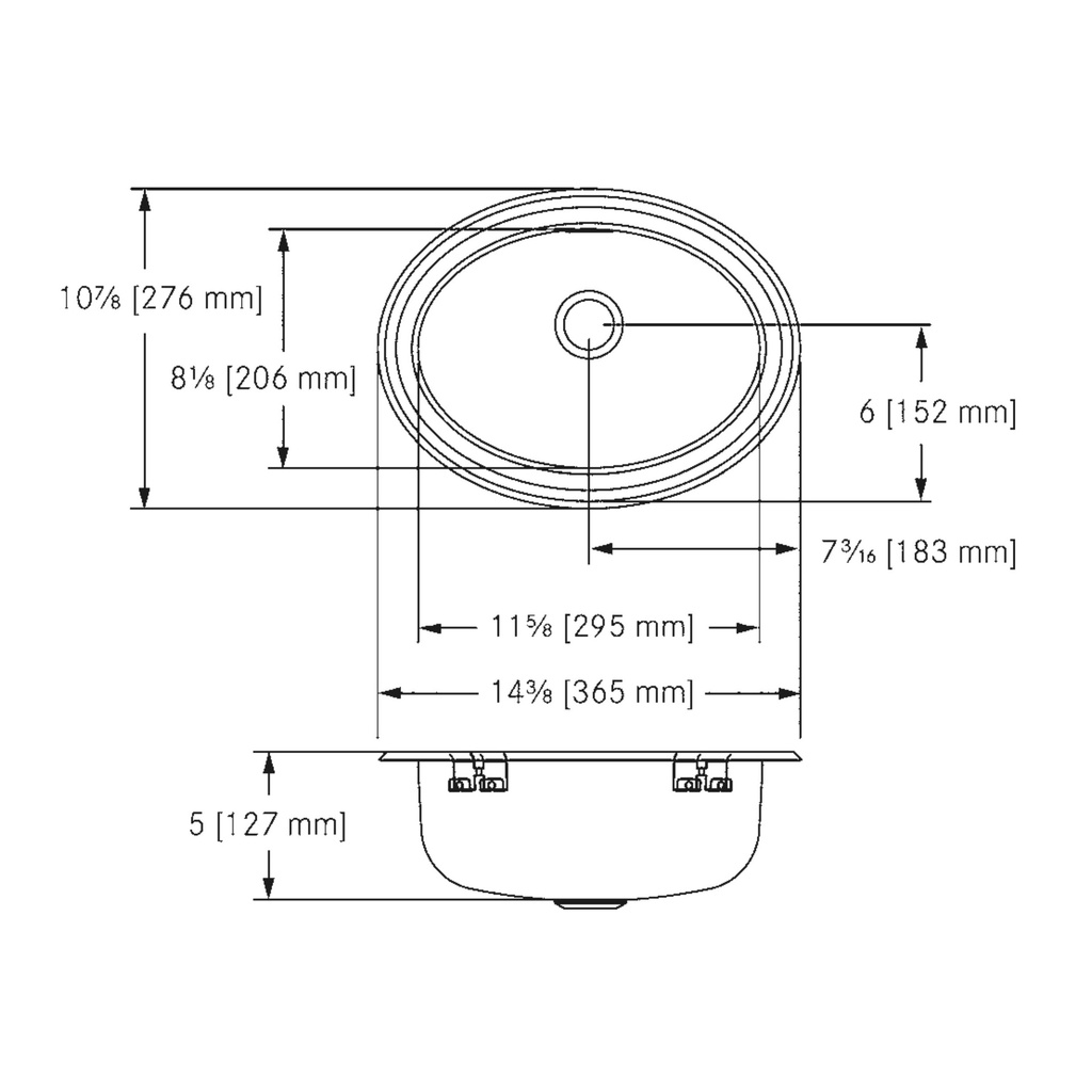 Franke V1114-5 Vanity No Ledge 18 Gauge No Overflow