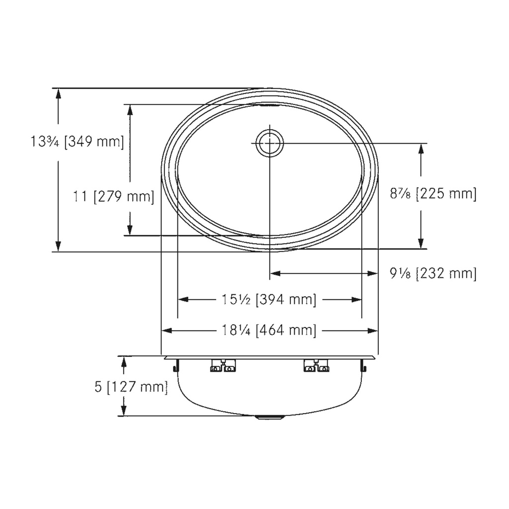 Franke V1418-5 Vanity No Ledge 18 Gauge No Overflow