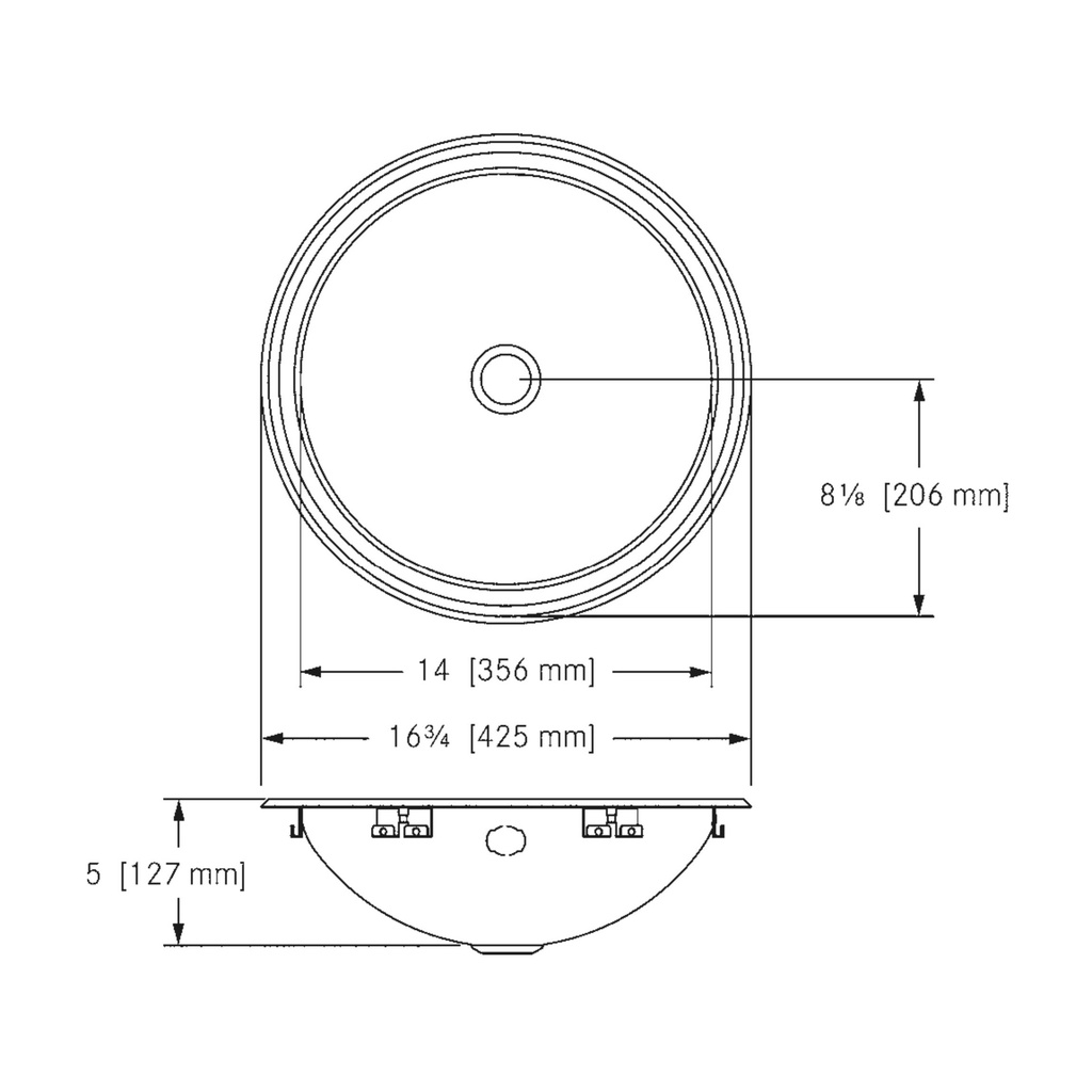 Franke V17-5 Vanity No Ledge 18 Gauge No Overflow