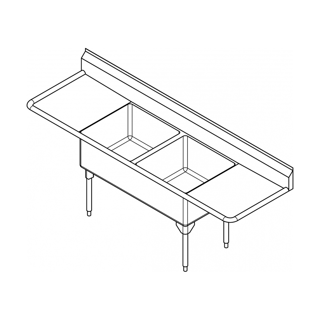 Franke WDL2436LR-1-2 World-Class Series 14 Gauge Double Compartment
