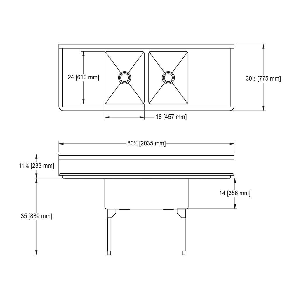 Franke WDL2436LR-1 World-Class Series 14 Gauge Double Compartment