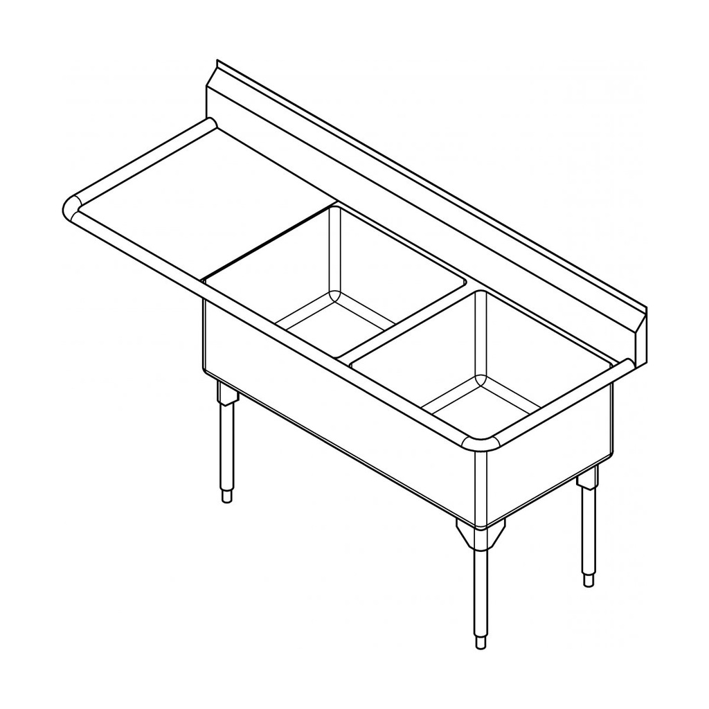 Franke WDL2436R-1-2 World-Class Series 14 Gauge Double Compartment