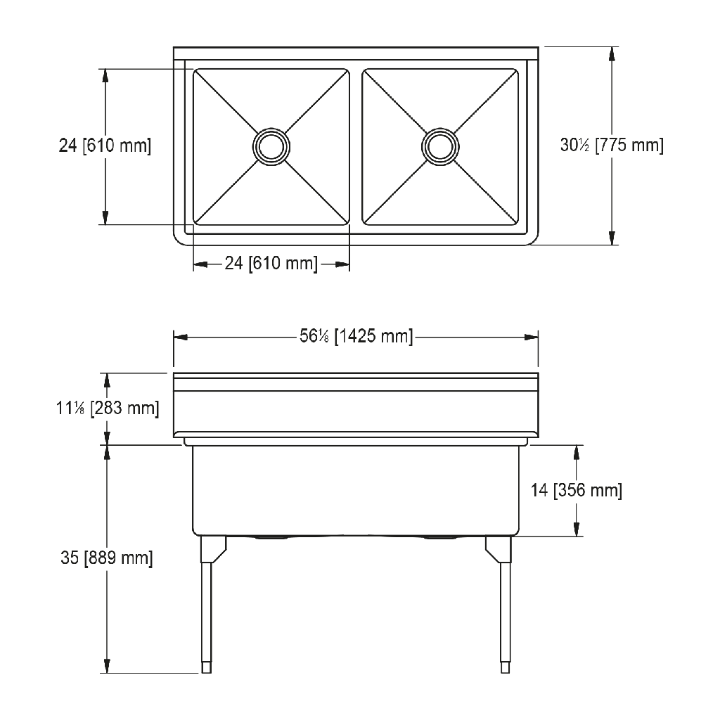 Franke WDL2448-1-2 World-Class Series 14 Gauge Double Compartment