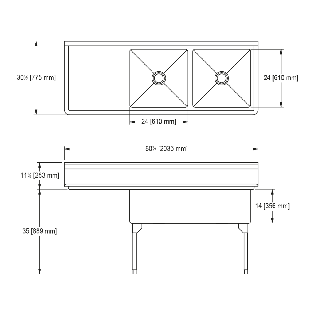 Franke WDL2448L-1 World-Class Series 14 Gauge Double Compartment