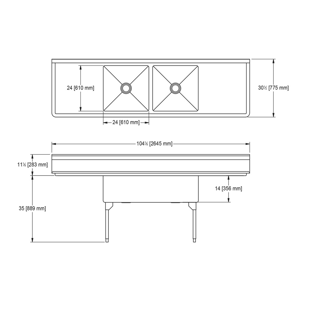 Franke WDL2448LR-1 World-Class Series 14 Gauge Double Compartment