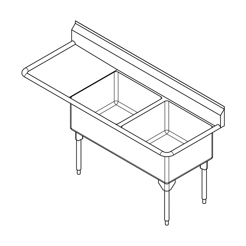 Franke WDL2448R-1-2 World-Class Series 14 Gauge Double Compartment