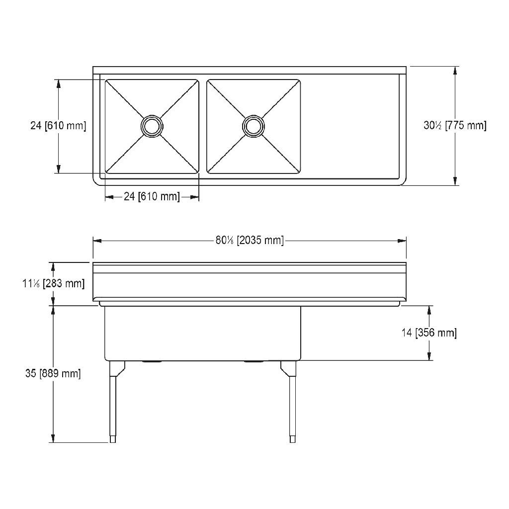 Franke WDL2448R-1-2 World-Class Series 14 Gauge Double Compartment