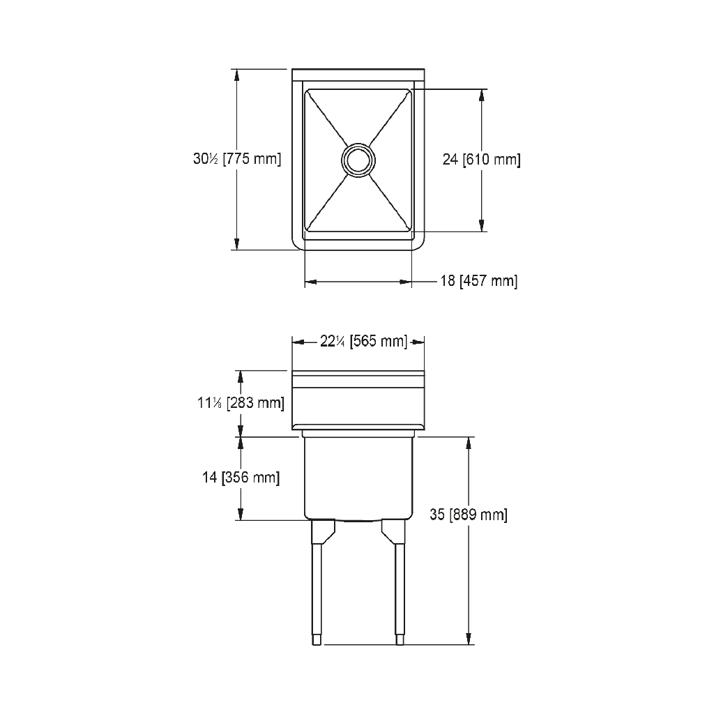 Franke WSL2418-1-2 World-Class Series 14 Gauge Single Compartment
