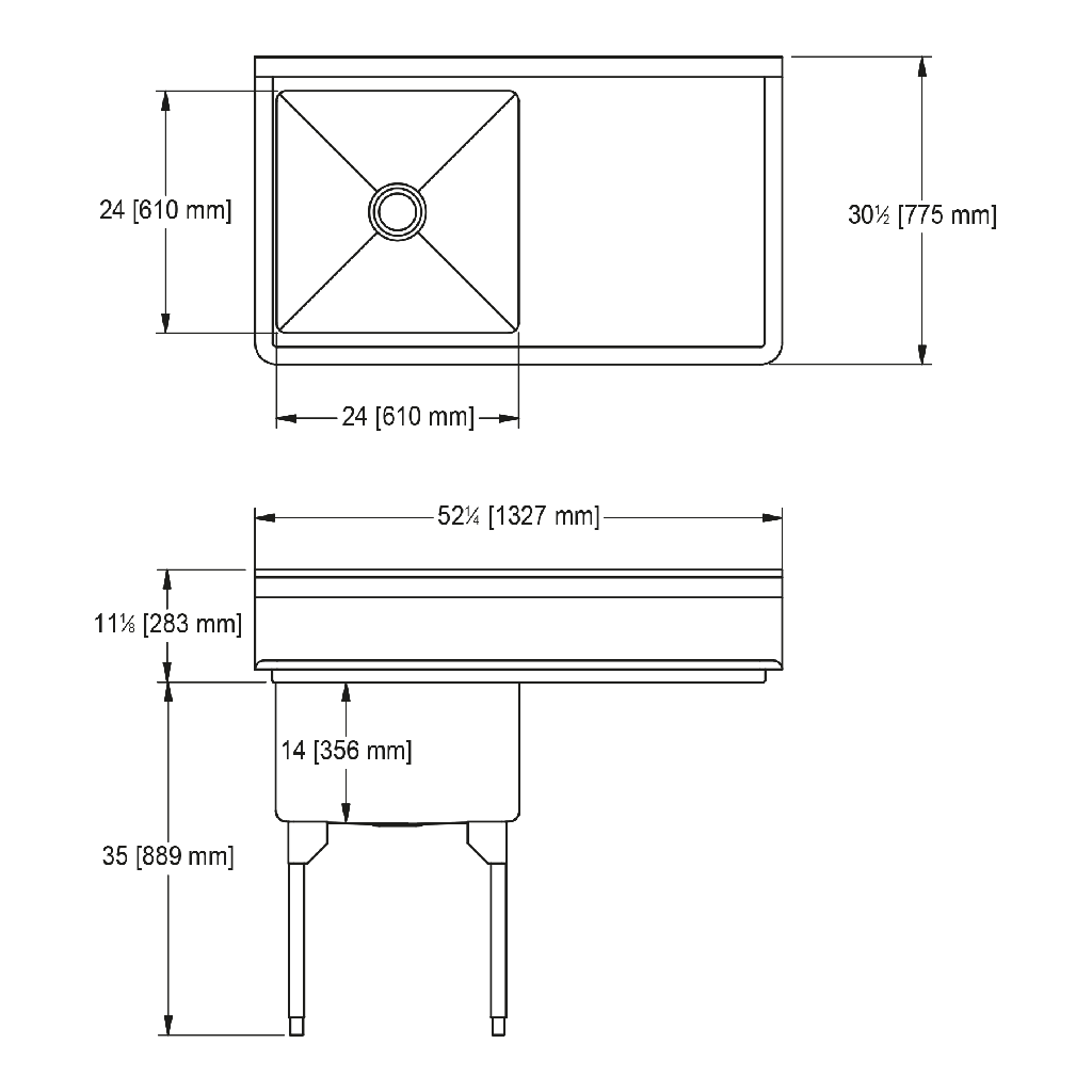 Franke WSL2424R-1-2 World-Class Series 14 Gauge Single Compartment