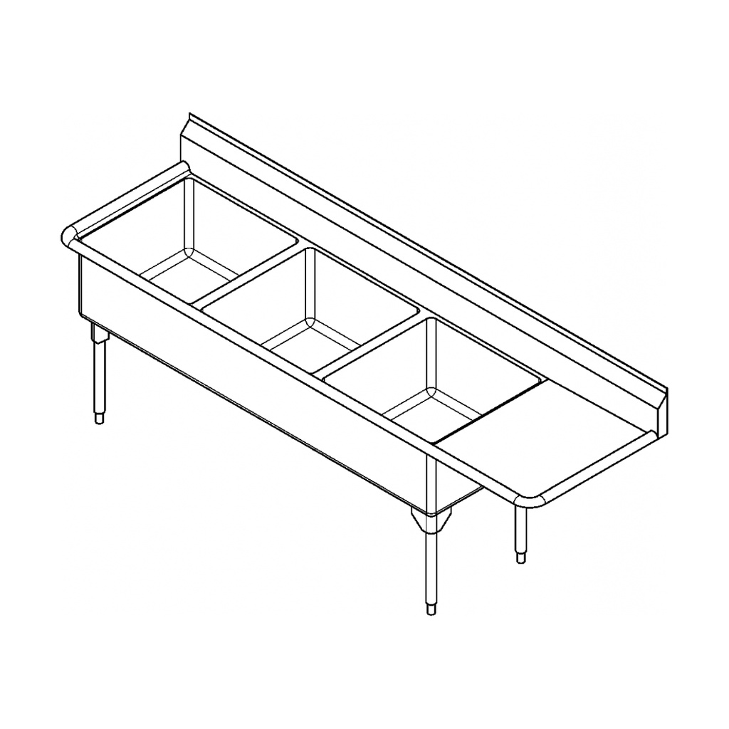 Franke WTL2454L-1-2 World-Class Series 14 Gauge Triple Compartment