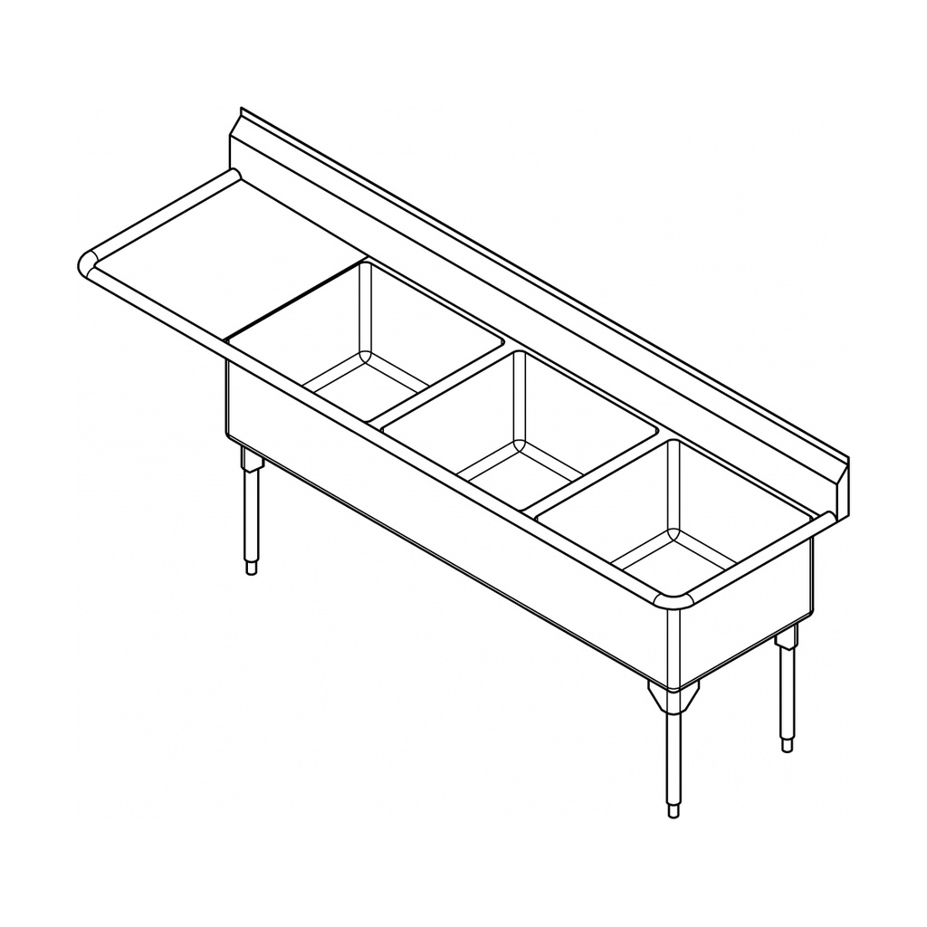 Franke WTL2454R-1-2 World-Class Series 14 Gauge Triple Compartment