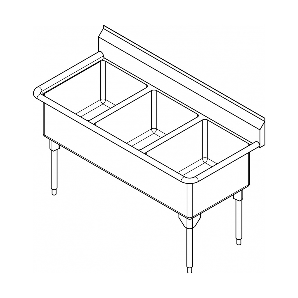 Franke WTL2472-1 World-Class Series 14 Gauge Triple Compartment