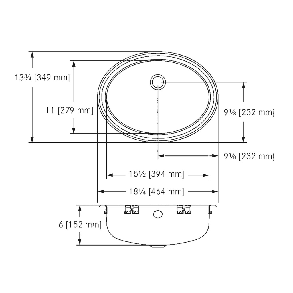 Franke OV1418-6 Vanity No Ledge 18 Gauge Overflow