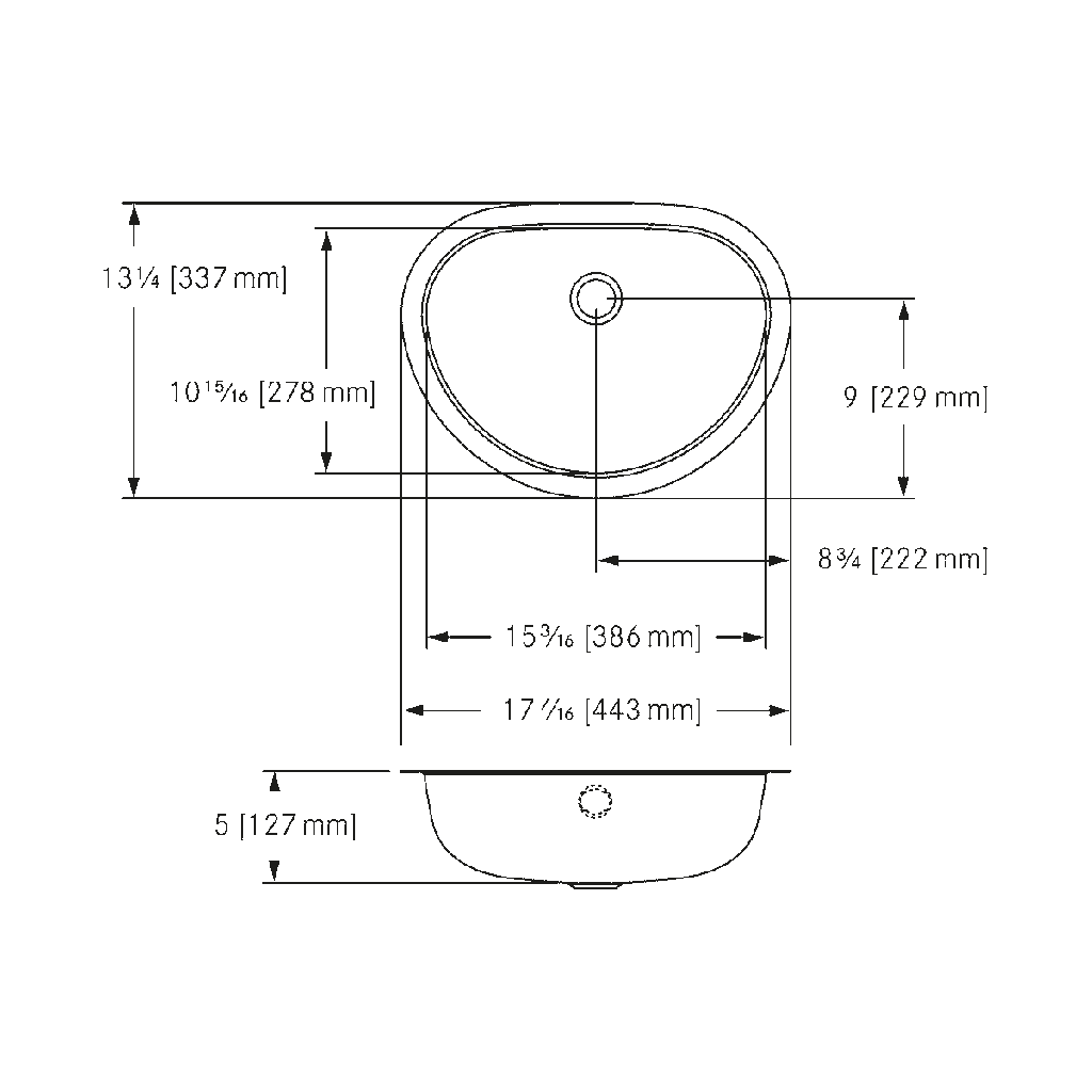 Franke OV1317U-5 Vanity Undermount 18 Gauge Overflow