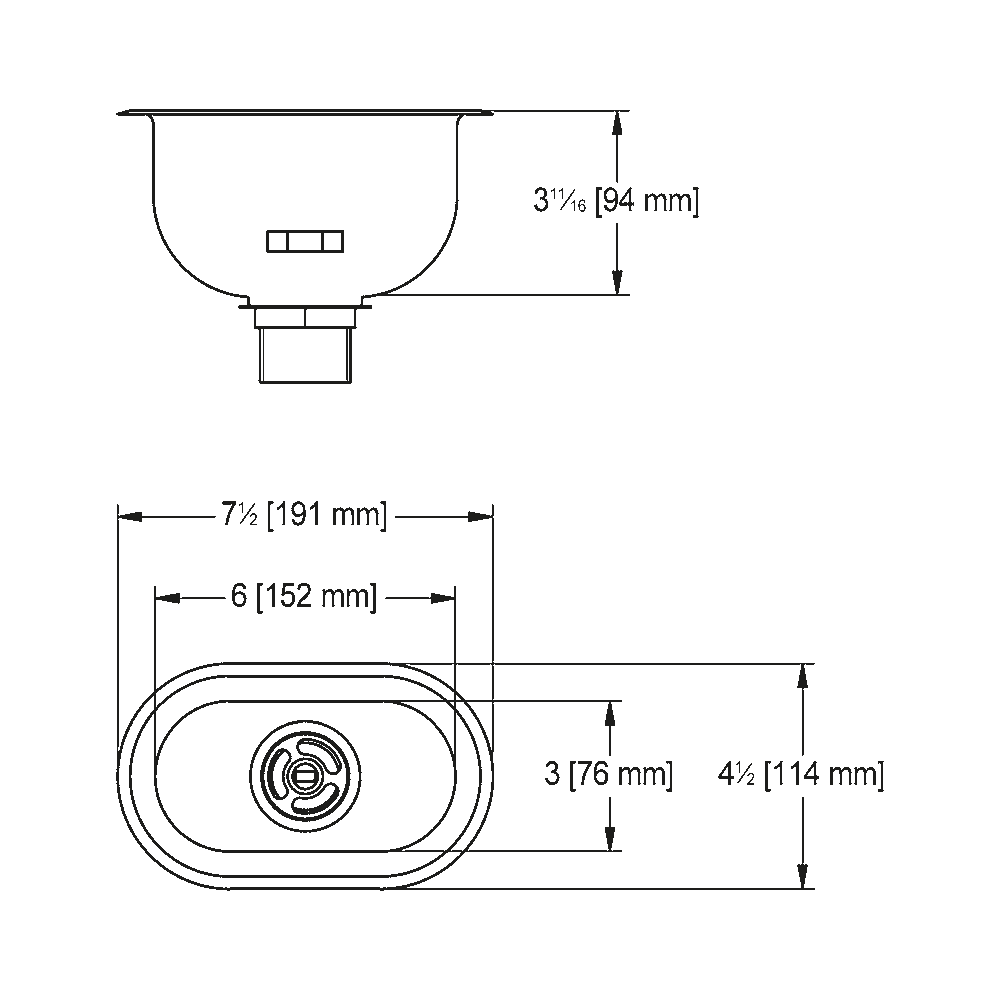Franke OC6-316 Cup Sink 20Ga T316 Oval
