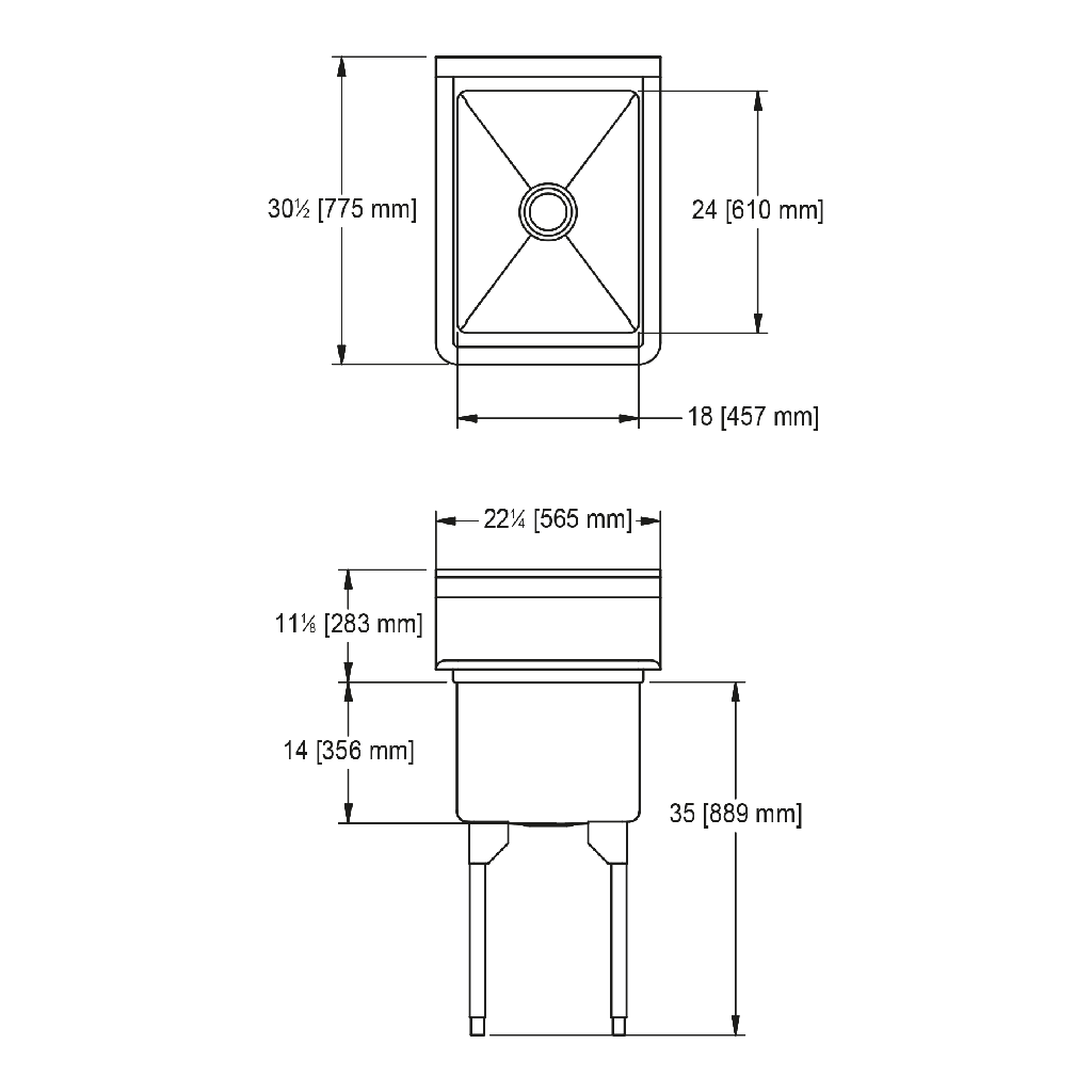 Franke WSL2418-1 World Class Series 14 Gauge Single Sink
